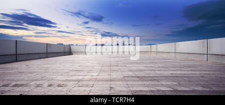Empty brick floor in cloudsky Stock Photo