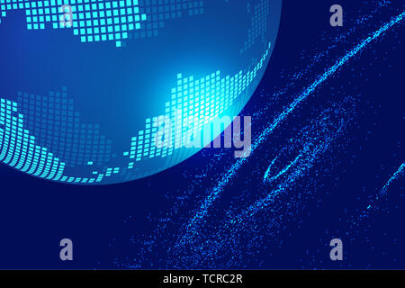 Cosmic wormhole vortex, digital earth composition, representing global network connection, international significance. Stock Photo