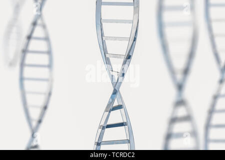Three-dimensional rendering, DNA with divergent line technology background Stock Photo