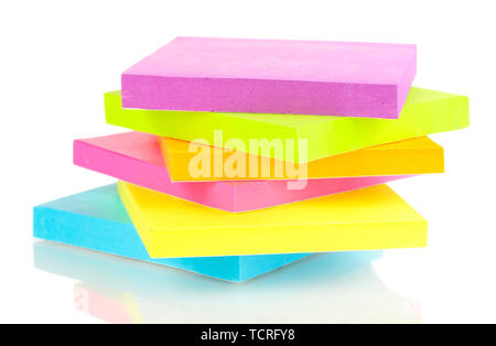 Stack of colorful Sticky Notes isolated on white Stock Photo