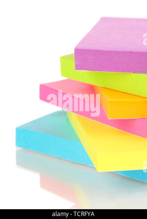 Stack of colorful Sticky Notes isolated on white Stock Photo