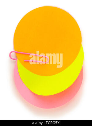 Color stickers and paper clips isolated on white Stock Photo