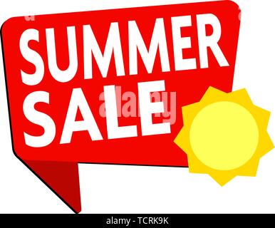 red summer sale banner or badge with sun icon vector illustration Stock Vector