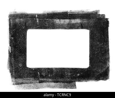 Creative grungy frame made with traditional painting media isolated on white background Stock Photo