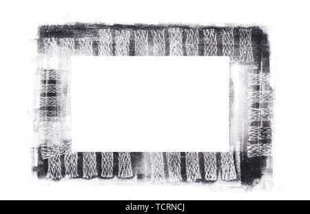 Creative grungy frame made with traditional painting media isolated on white background Stock Photo