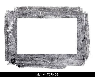 Creative grungy frame made with traditional painting media isolated on white background Stock Photo