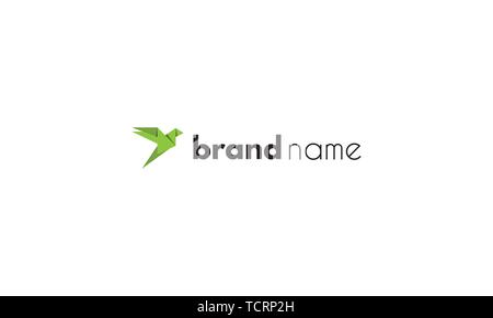 Origami Bird Green vector logo design image Stock Vector