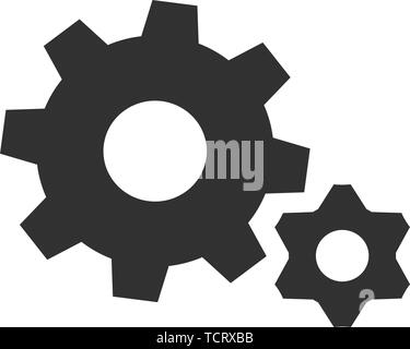 Gear wheel, cogweel big and small icon . Vector illustration isolated on white Stock Vector
