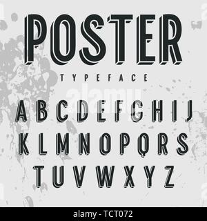 Vector 3D Alphabet. Vintage Sans Serif Font. Retro style typeface Stock Vector