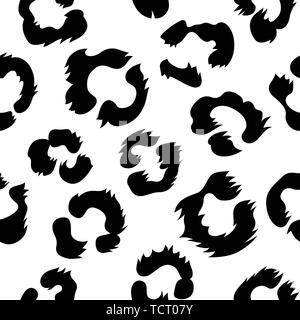 Leopard Seamless Pattern. Animal fur background. Black White vector illustration Stock Vector