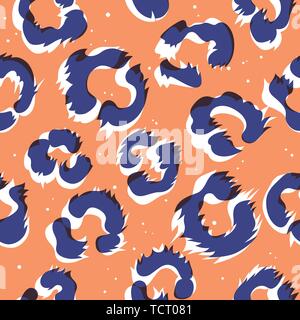 Leopard seamless print. Animal fur background with grunge texture. Abstract vector illustration Stock Vector