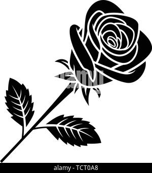 Rose silhouette isolated on white background. Use for fabric design, tattoo, pattern and decorating greeting cards, invitations Stock Vector