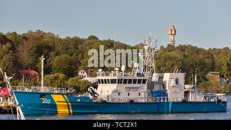 Swedish Coast Guard's ship 202 in Beckholmen, Stockholm, Sweden Stock Photo