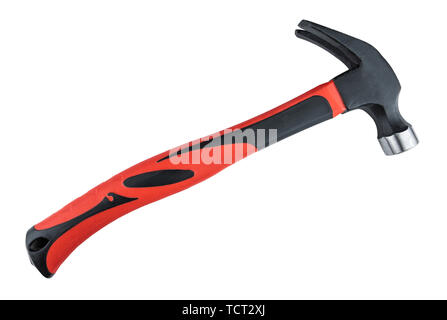 A hammer with a rubberized handle on a white Stock Photo