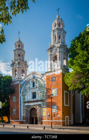The Santuario de Nuestra Señora de Guadalupe was completed  in the early 18th century, and is a good example of Pueblan Baroque. Stock Photo