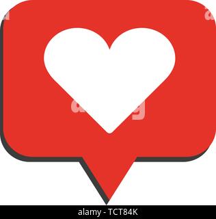simple flat red social media like icon with heart shape vector illustration Stock Vector