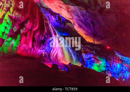 Dakou Rock Underground River Karst Cave Waterfall, Lianzhou, China Stock Photo
