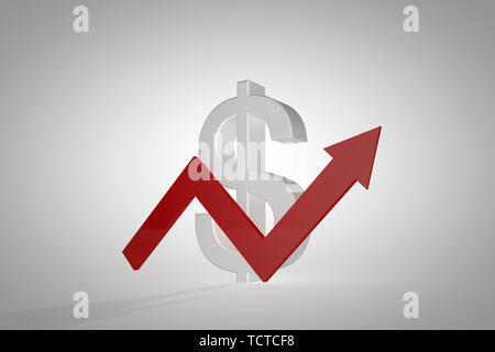 red arrow up with dollar price background Stock Photo