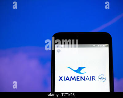 Kiev, Ukraine. 9th June, 2019. In this photo illustration the XiamenAir logo is seen displayed on a smartphone. Credit: Igor Golovniov/SOPA Images/ZUMA Wire/Alamy Live News Stock Photo