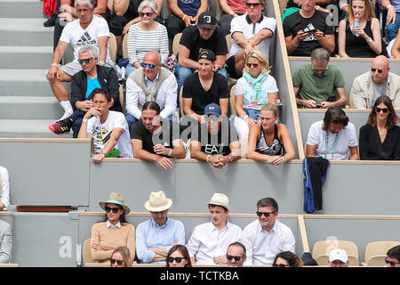 Paris, France. 09th June, 2019. French tennis player Kristina Mladenovic, girlfriend of Austria's Dominic Thiem watches from the players box during the men's singles final match of the French Open tennis tournament against Rafael Nadal of Spain at the Roland Garros in Paris, France on June 9, 2019. Credit: Aflo Co. Ltd./Alamy Live News Stock Photo