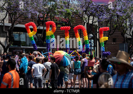 West Hollywood, California, USA. 9th June, 2019. People celebrate at the LA Pride Parade in West Hollywood, California, on Sunday, June 9. Credit: Justin L. Stewart/ZUMA Wire/Alamy Live News Stock Photo