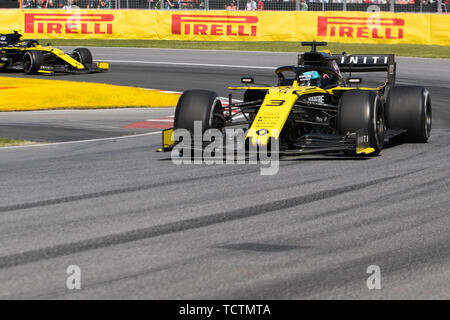 Montreal, Canada. 09th June, 2019. June 09, 2019: Renault driver Daniel Ricciardo (3) of Australia during the Formula One, Montreal Grand Prix at Circuit Gilles Villeneuve in Montreal, Quebec, Canada Daniel Lea/CSM Credit: Cal Sport Media/Alamy Live News Stock Photo