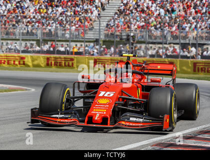 Quebec Canada. 9th June 2019. CHARLES LECLERC of Monaco driving