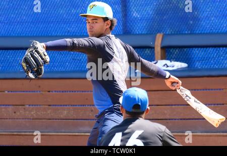 Trenton, New Jersey, USA. 18th June, 2019. The New York Yankees' number  four prospect, 20-year-old pitcher DEIVI GARCIA of the Trenton Thunder, was  promoted to the Scranton/Wilkes-Barre RailRiders today after he was