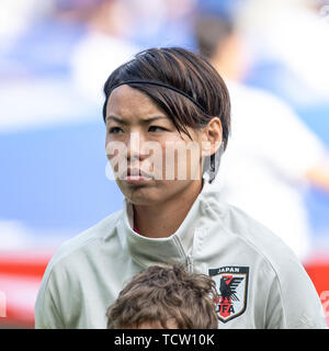 Paris, France. 10th June, 2019. Saki Kumagai of Japan before the match between Argentina and Japan, valid for the 2019 Women&#3Soccer Wor World Cup, held this Monday (10) at the Parc des Princes Stadium in Paris, France. (P: Richard Cad Callis/Fotoarena) Stock Photo