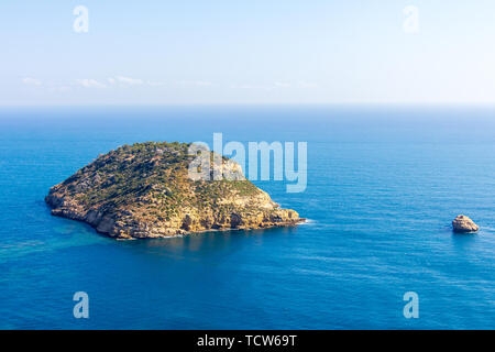 Aerial view of Portitxol Island in Javea, Spain Stock Photo