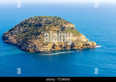 Aerial view of Portitxol Island in Javea, Spain Stock Photo