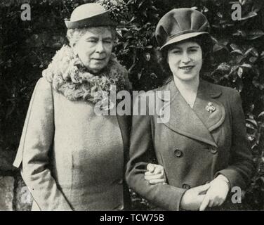 Queen Mary with Princess Elizabeth, April 1944, (1951).  Creator: Unknown. Stock Photo