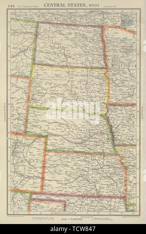 dakota south usa nebraska plains states north minnesota map iowa alamy bartholomew 1947 kansas