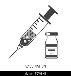Vaccination Concept with Syringe and Vial Icon Stock Vector