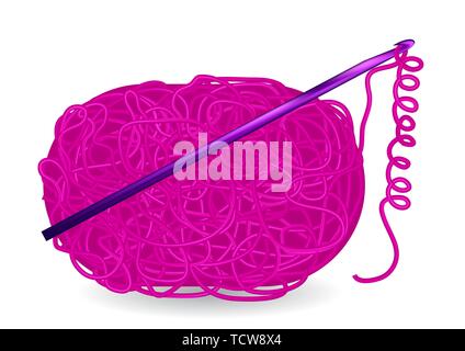 knit and hook isolated on white background Stock Vector
