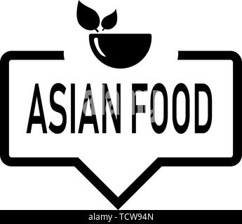 asian food black Speech Bubble web Icon on white background Stock Vector