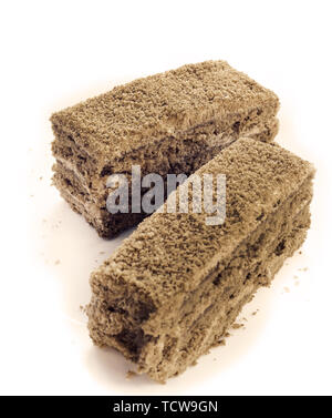the layer coffee cakes, isolated Stock Photo