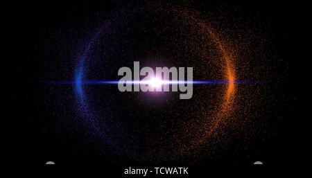 Abstract Glitter Particles In Circle on black background Stock Photo