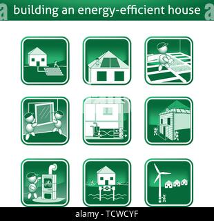 energy saving house energy save house build heat Stock Vector