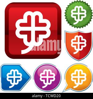 Vector illustration. Set shiny icon series on buttons. Luck. Stock Vector