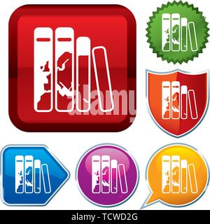 Vector illustration. Set shiny icon series on buttons. Map book. Stock Vector