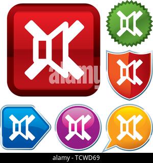 Vector illustration. Set shiny icon series on buttons. Mute. Stock Vector
