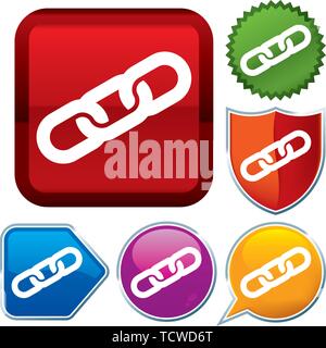 Vector illustration. Set shiny icon series on buttons. Net link. Stock Vector