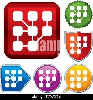 Vector illustration. Set shiny icon series on buttons. Net. Stock Vector