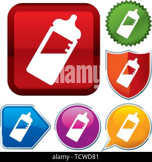 Vector illustration. Set shiny icon series on buttons. Nursery. Stock Vector