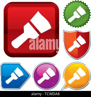 Vector illustration. Set shiny icon series on buttons. Paint. Stock Vector