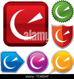 Vector illustration. Set shiny icon series on buttons. Parabolic. Stock Vector