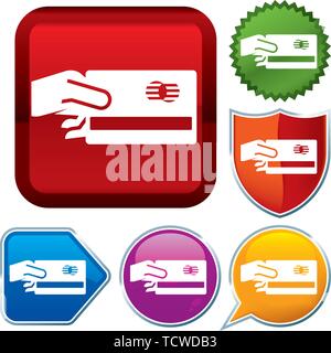 Vector illustration. Set shiny icon series on buttons. Pay. Stock Vector