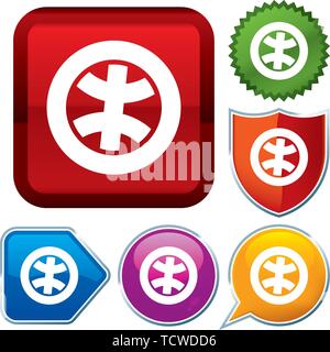 Vector illustration. Set shiny icon series on buttons. Planet. Stock Vector