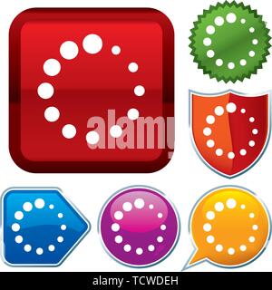 Vector illustration. Set shiny icon series on buttons. Processing. Stock Vector